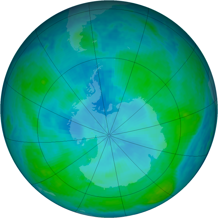 Antarctic ozone map for 12 February 2004